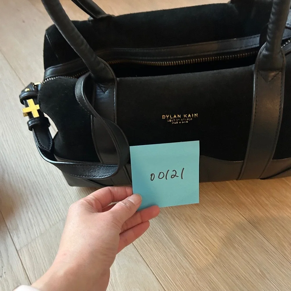 Dylan Kain Boston Doctor's Bowler Bag Black Leather Suede‎ Gold 2 Way Crossbody
